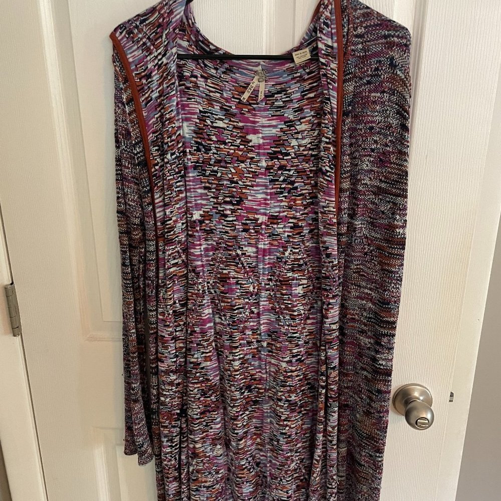 BKE Knee Length Purple Cardigan with Hood